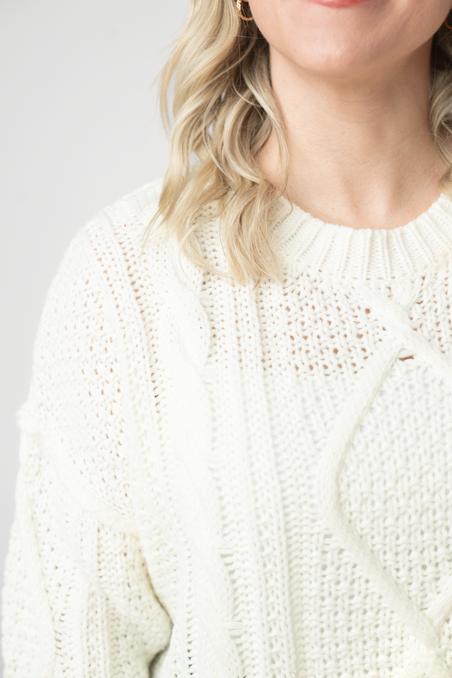 WAREHOUSE ONLY Cable Knit Sweater - Ivory