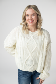 WAREHOUSE ONLY Cable Knit Sweater - Ivory