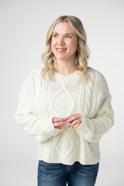 WAREHOUSE ONLY Cable Knit Sweater - Ivory
