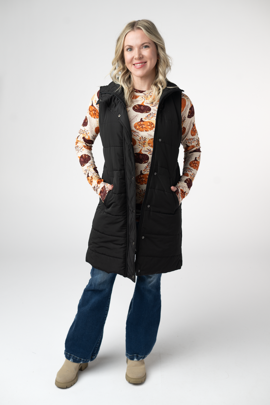 WAREHOUSE ONLY Harlow Long Vest - Black