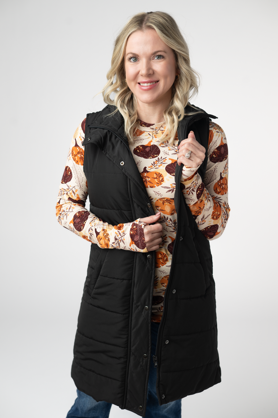 WAREHOUSE ONLY Harlow Long Vest - Black