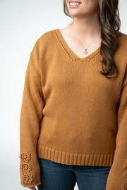 WAREHOUSE ONLY Crochet Sleeve Top - Camel
