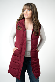 WAREHOUSE ONLY Harlow Long Vest - Burgundy