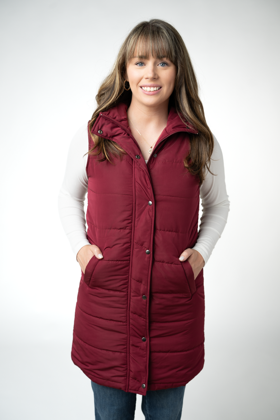 WAREHOUSE ONLY Harlow Long Vest - Burgundy