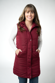 WAREHOUSE ONLY Harlow Long Vest - Burgundy