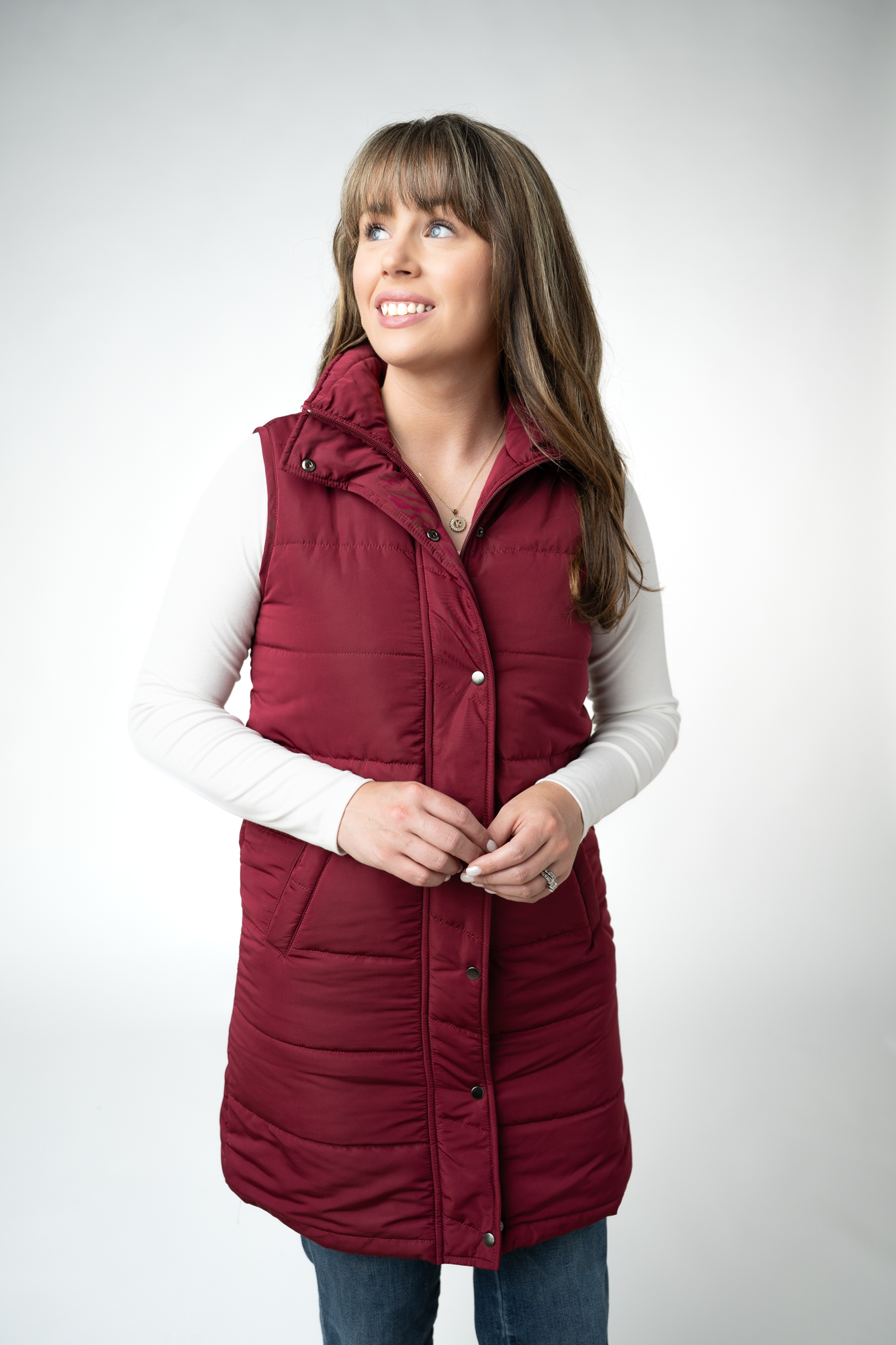 WAREHOUSE ONLY Harlow Long Vest - Burgundy