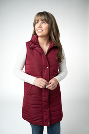 WAREHOUSE ONLY Harlow Long Vest - Burgundy