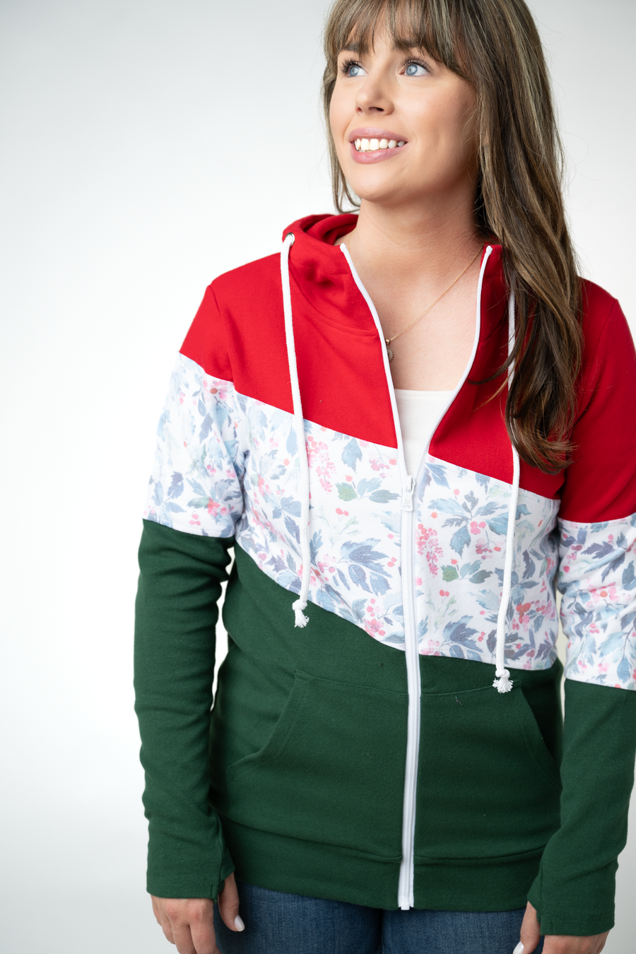 WAREHOUSE ONLY Colorblock Fullzip - Red, Winter Berry, Evergreen