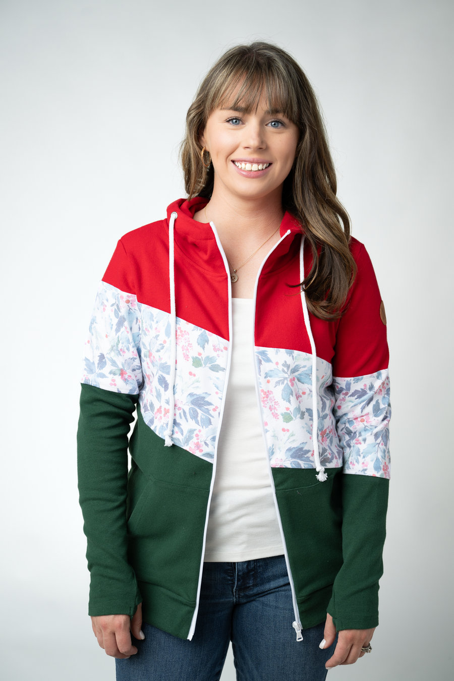WAREHOUSE ONLY Colorblock Fullzip - Red, Winter Berry, Evergreen