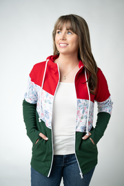 WAREHOUSE ONLY Colorblock Fullzip - Red, Winter Berry, Evergreen