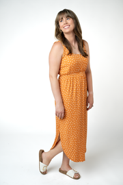 WAREHOUSE ONLY Reagan Ribbed Midi Dress - Pumpkin Floral