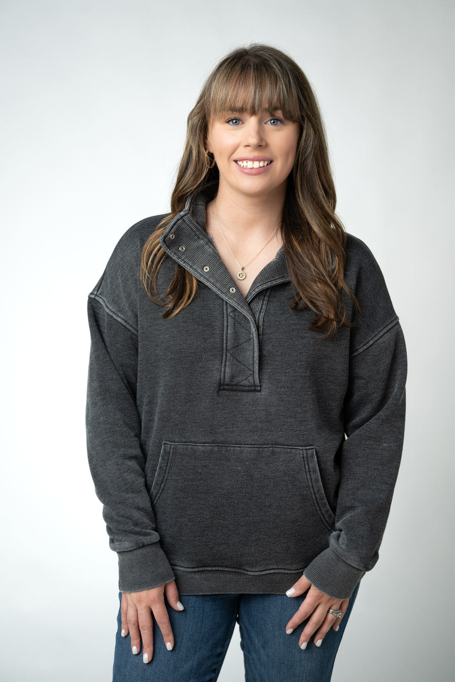 WAREHOUSE ONLY Jesse Vintage Wash Snap Pullover - Black