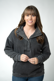 WAREHOUSE ONLY Jesse Vintage Wash Snap Pullover - Black