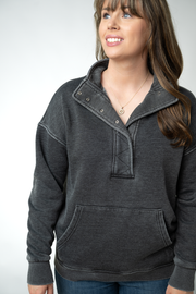 WAREHOUSE ONLY Jesse Vintage Wash Snap Pullover - Black