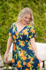 WAREHOUSE ONLY Harley High-Low Dress - Navy Citrus FINAL SALE
