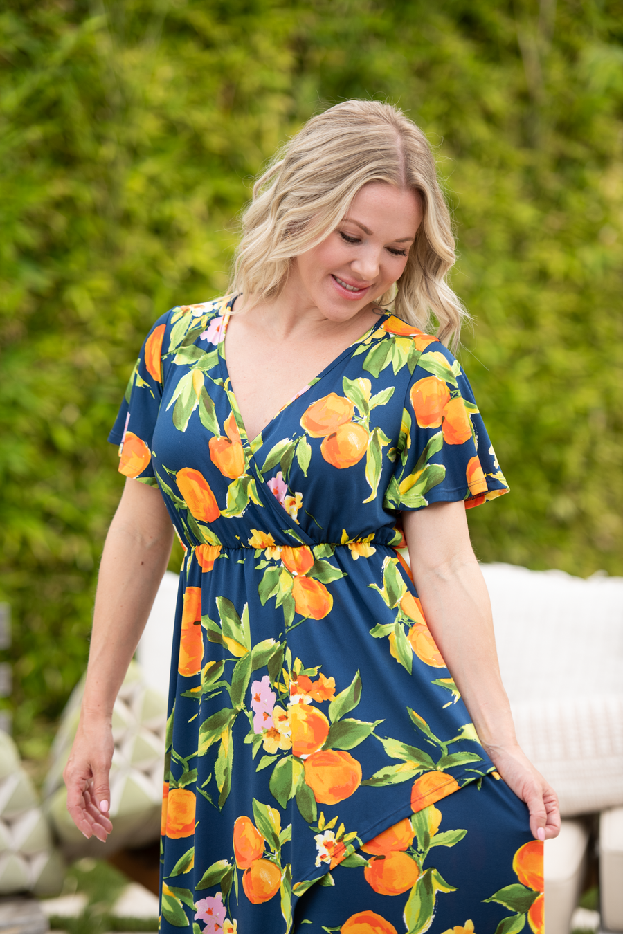 WAREHOUSE ONLY Harley High-Low Dress - Navy Citrus FINAL SALE