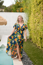 WAREHOUSE ONLY Harley High-Low Dress - Navy Citrus FINAL SALE