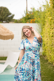 WAREHOUSE ONLY Millie Maxi Dress - Abstract Aqua Breeze FINAL SALE