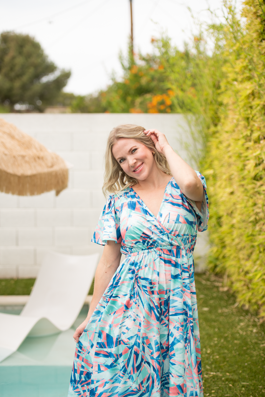 WAREHOUSE ONLY Millie Maxi Dress - Abstract Aqua Breeze FINAL SALE