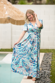 WAREHOUSE ONLY Millie Maxi Dress - Abstract Aqua Breeze FINAL SALE