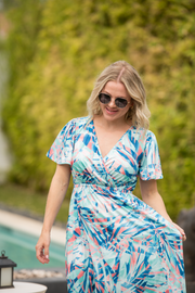 WAREHOUSE ONLY Millie Maxi Dress - Abstract Aqua Breeze FINAL SALE