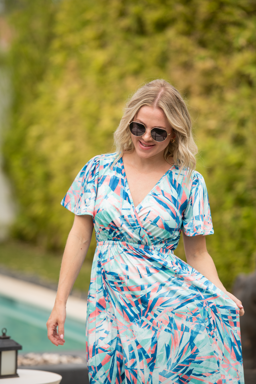 WAREHOUSE ONLY Millie Maxi Dress - Abstract Aqua Breeze FINAL SALE