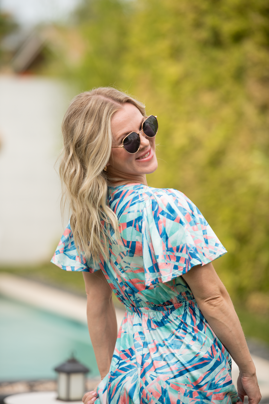 WAREHOUSE ONLY Millie Maxi Dress - Abstract Aqua Breeze FINAL SALE