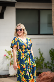 WAREHOUSE ONLY Harley High-Low Dress - Navy Citrus FINAL SALE