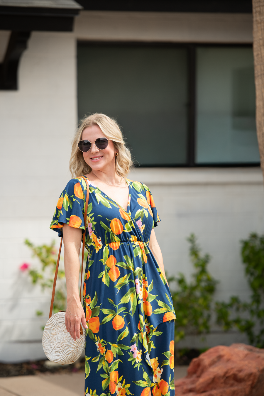 WAREHOUSE ONLY Harley High-Low Dress - Navy Citrus FINAL SALE