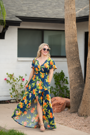WAREHOUSE ONLY Harley High-Low Dress - Navy Citrus FINAL SALE