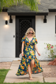 WAREHOUSE ONLY Harley High-Low Dress - Navy Citrus FINAL SALE