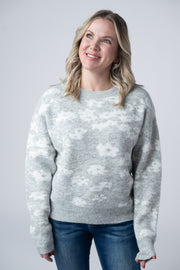 WAREHOUSE Floral Abstract Sweater - Grey