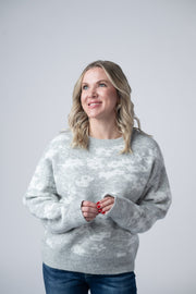 WAREHOUSE Floral Abstract Sweater - Grey