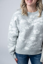 WAREHOUSE Floral Abstract Sweater - Grey