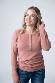 WAREHOUSE Georgia Long Sleeve Top - Rose
