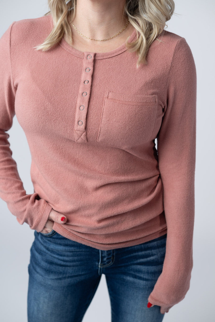 WAREHOUSE Georgia Long Sleeve Top - Rose
