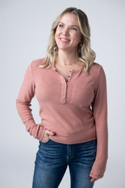 WAREHOUSE Georgia Long Sleeve Top - Rose