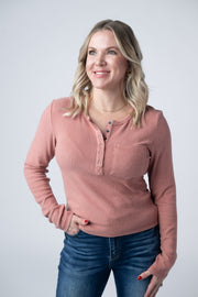 WAREHOUSE Georgia Long Sleeve Top - Rose