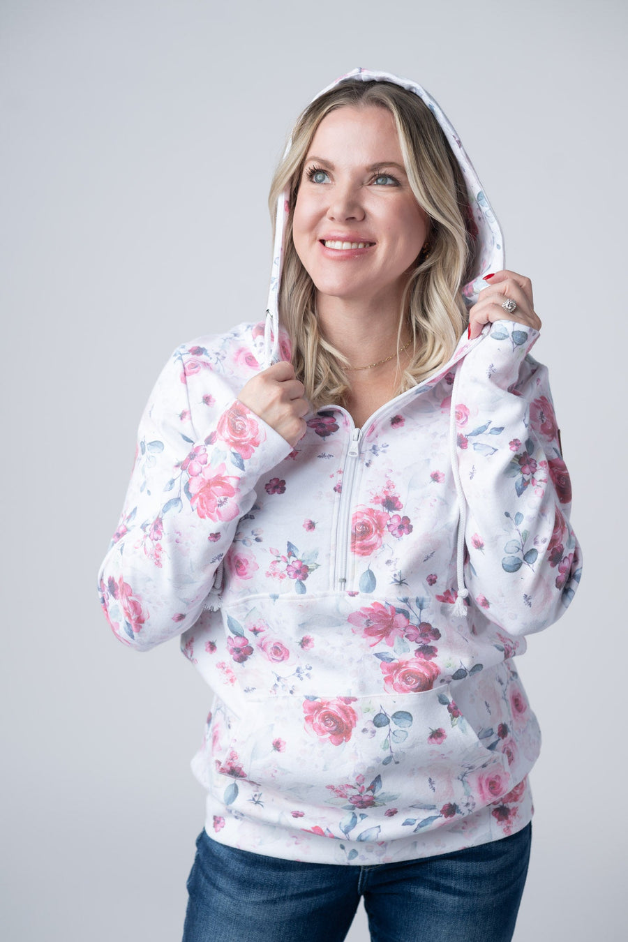 WAREHOUSE HalfZip Hoodie - Pink Bloom