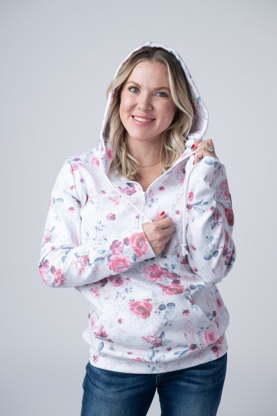 WAREHOUSE HalfZip Hoodie - Pink Bloom