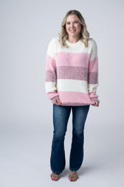 WAREHOUSE Cozy Block Sweater - VDay Stripes