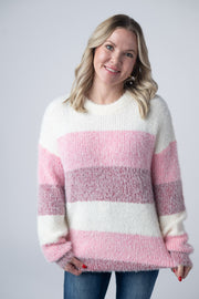 WAREHOUSE Cozy Block Sweater - VDay Stripes