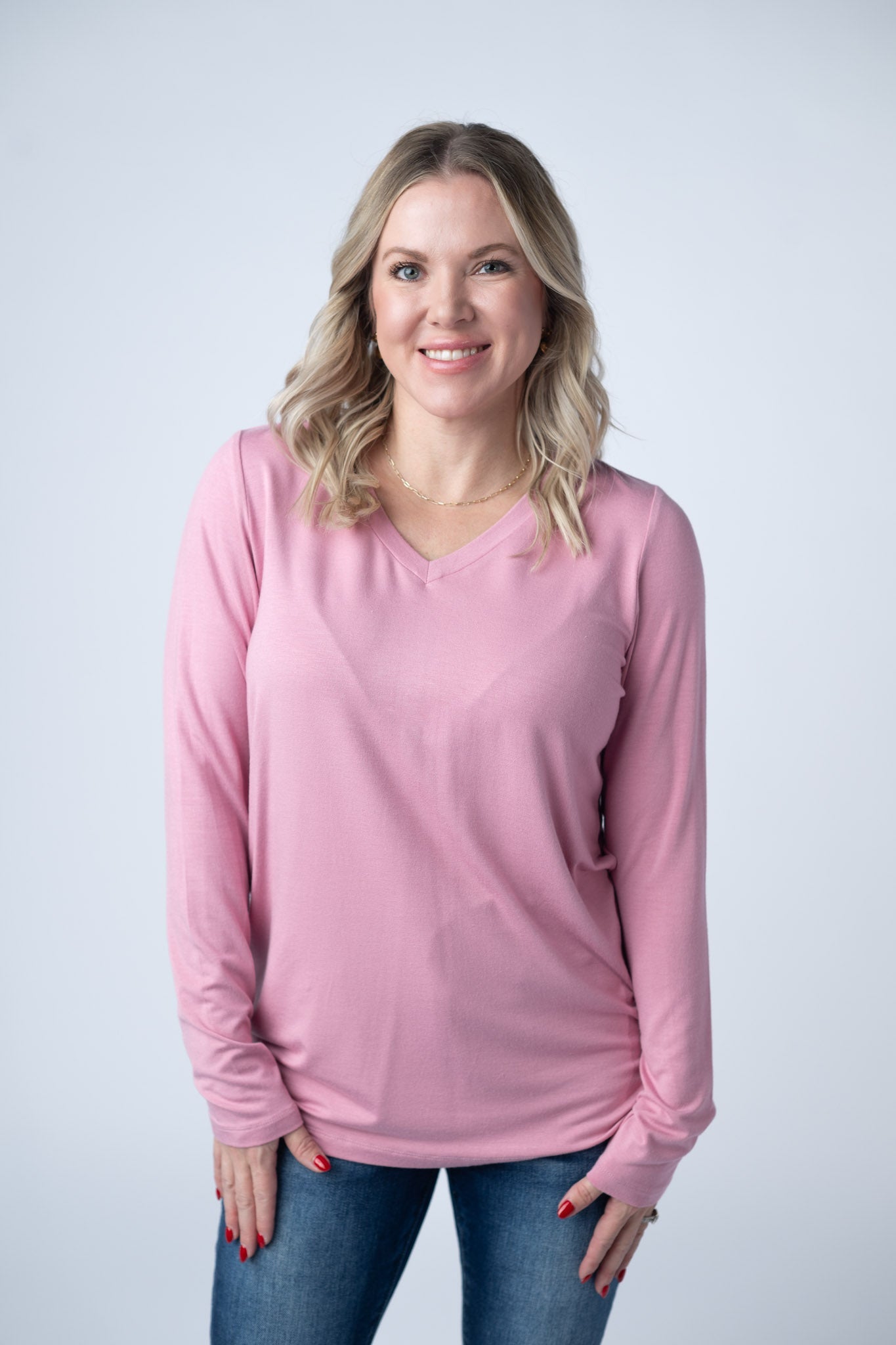 WAREHOUSE Larissa Long Sleeve Top - Rose