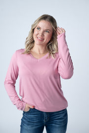 WAREHOUSE Larissa Long Sleeve Top - Rose