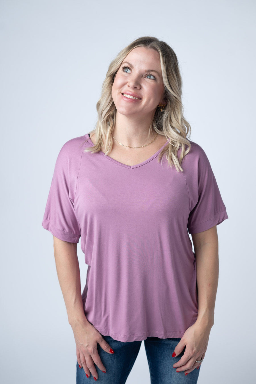 WAREHOUSE Bamboo V Neck Tee - Pink