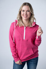 WAREHOUSE Pixie Pocket Halfzip Hoodie - Hot Pink