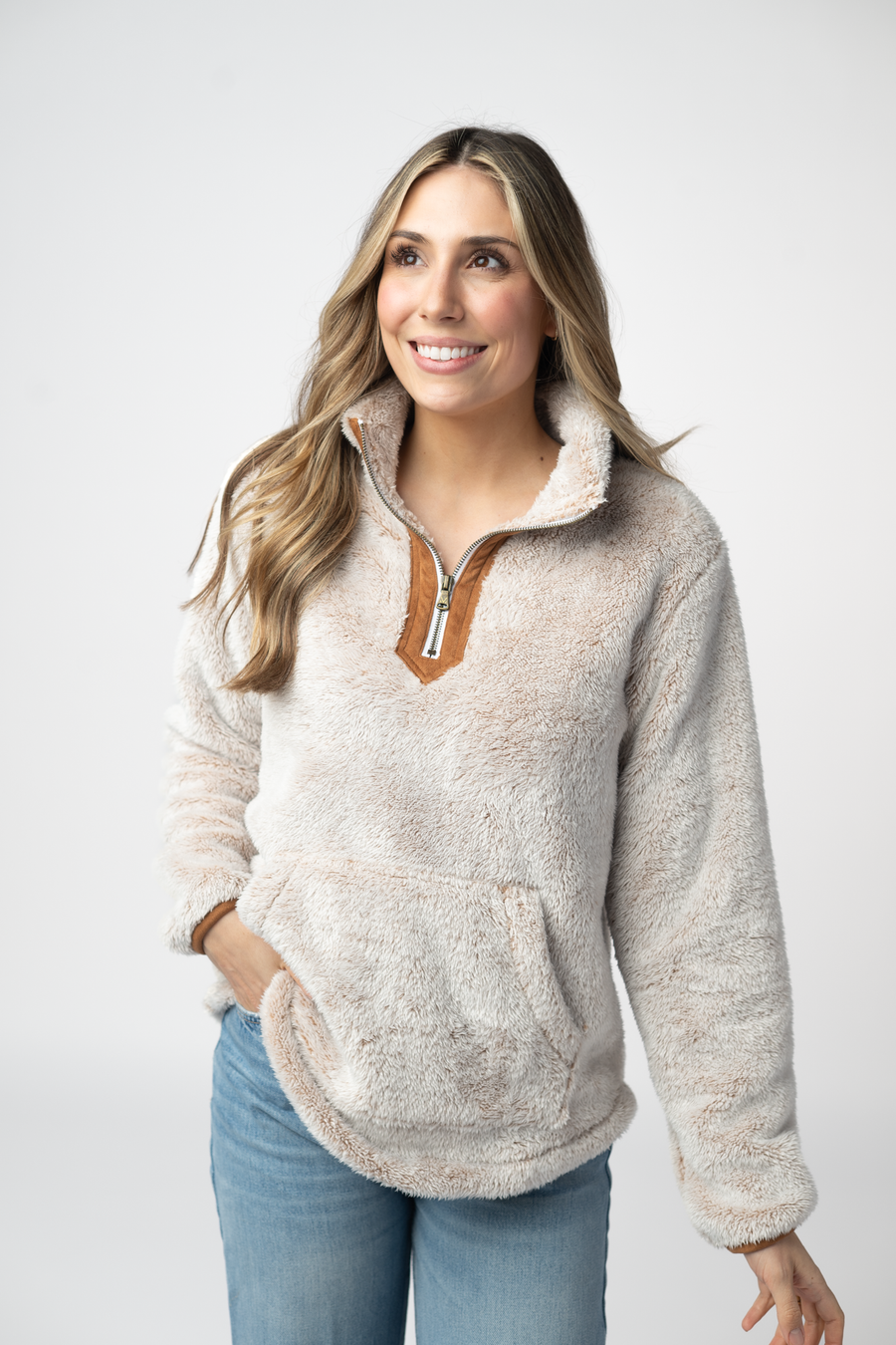 WAREHOUSE ONLY Ryan 1/4 Zip Sherpa - Camel