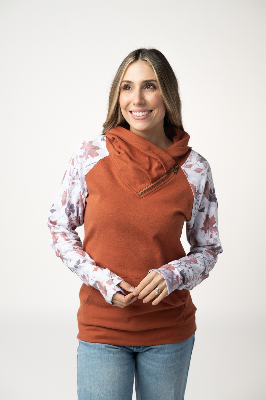 WAREHOUSE ONLY Classic Zoey ZipCowl Sweatshirt - Maple and Fall Foliage