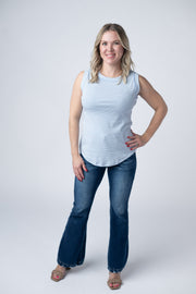 WAREHOUSE Morgan Micro Striped Tank - Periwinkle