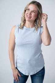 WAREHOUSE Morgan Micro Striped Tank - Periwinkle